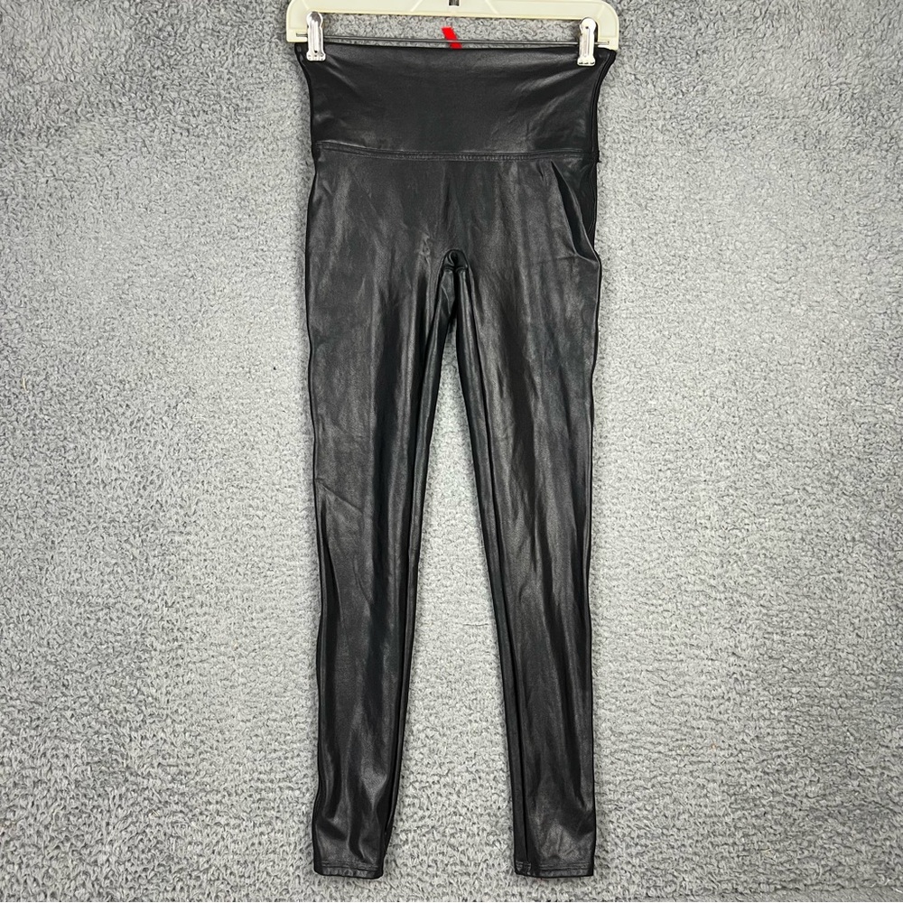 SPANX Leggings Womens Medium Faux Leather High Rise Tummy Control Ankle Length